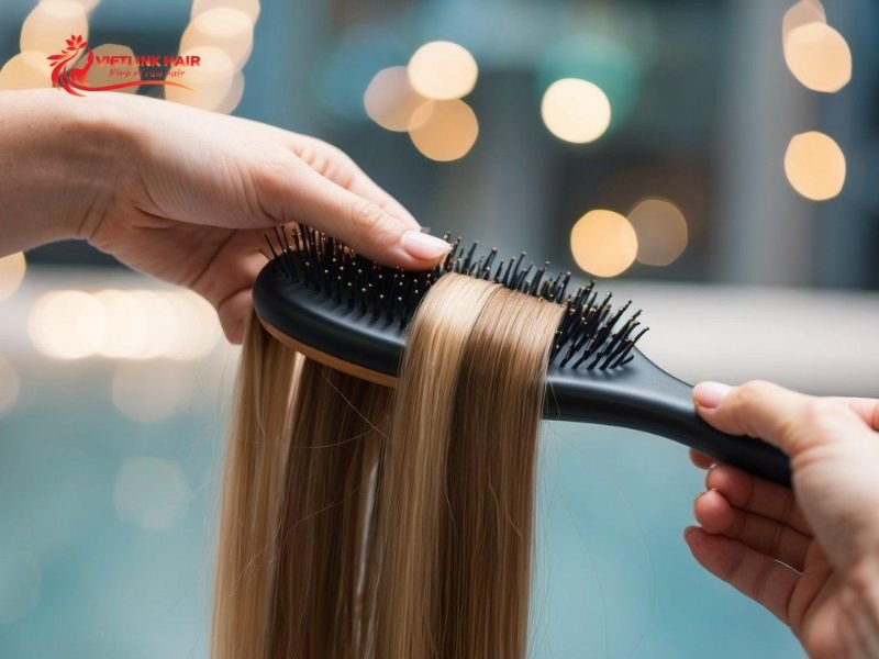 Brushing Hair Extensions from Ends to Roots