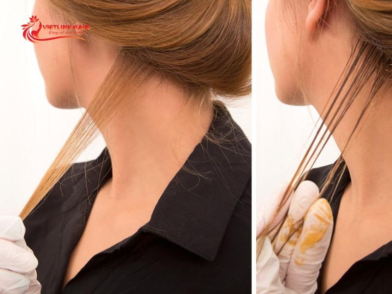 A strand test helps check color development before treating the full set.