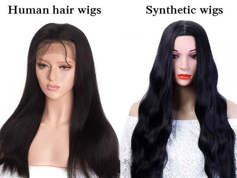 Human hair and synthetic wigs require different care for heat, products, and styling
