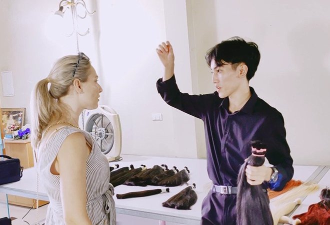 The CEO with customers