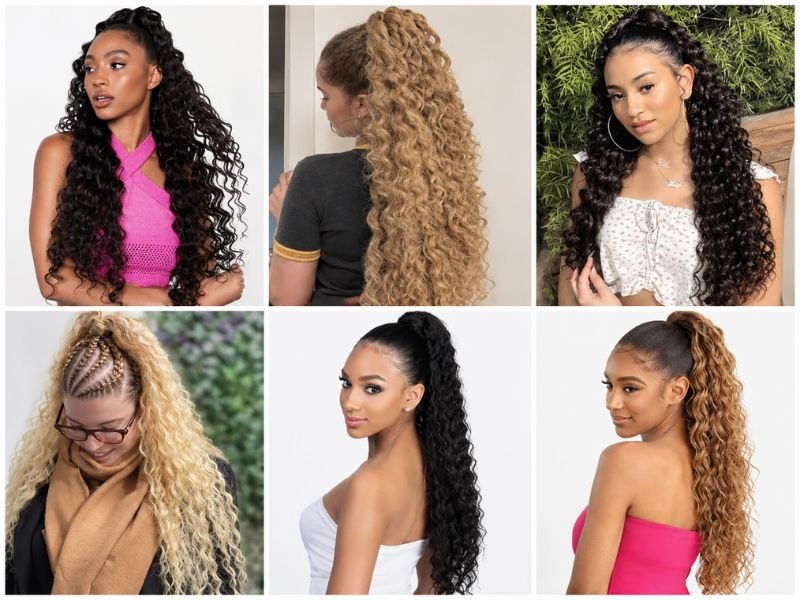 Different wavy and curly textures offer varied styling options.
